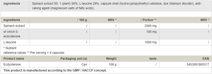 Ecdysteron - 120 capsule