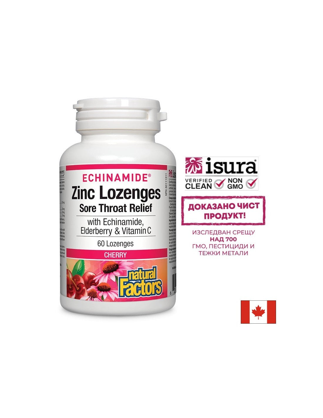 Pastile de zinc Echinamide® | Ameliorarea durerilor în gât - 60 de masticabile