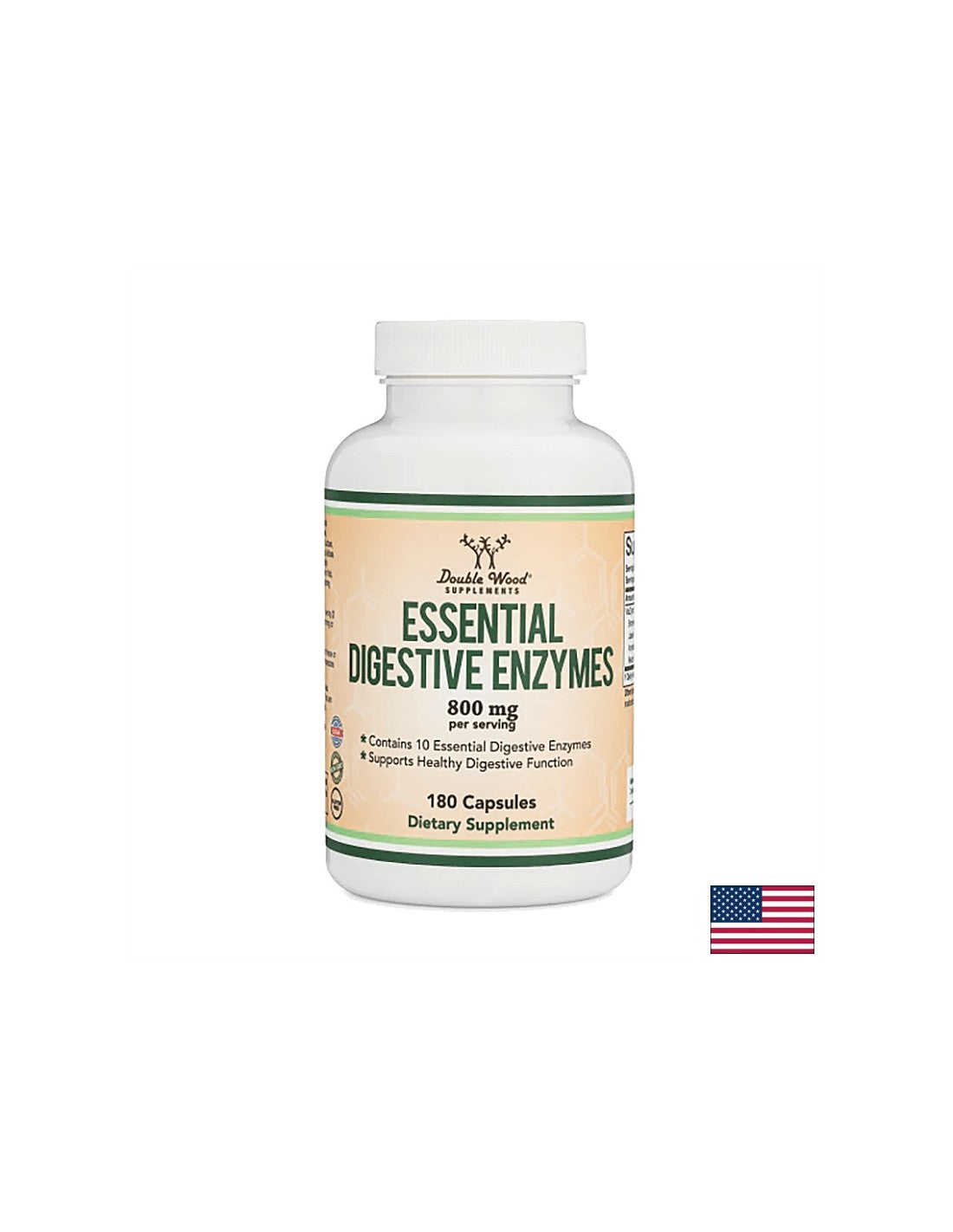 Enzime digestive esentiale - Enzime digestive, 180 capsule Double Wood