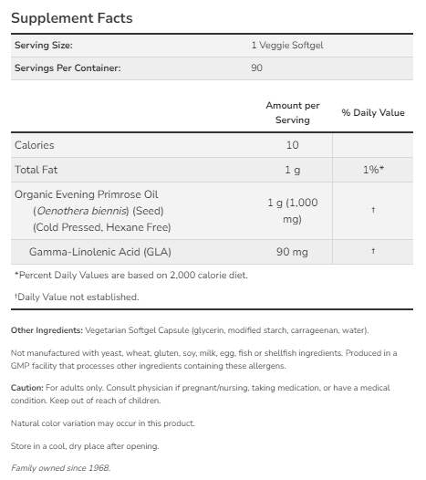 Ulei de primula 1000mg | Formula vegană - 90 capsule de gel