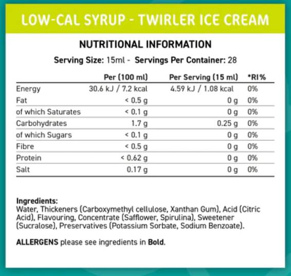Fit Cuisine Sirop cu conținut scăzut de calorii | Înghețată Twirler - 425 ml