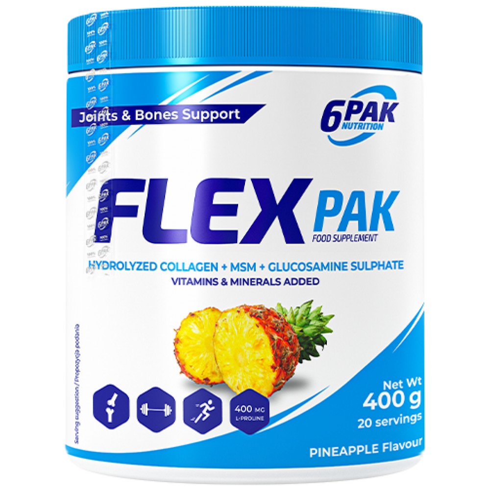 Pulbere Flex Pak | Colagen și glucozamină, condroitină, MSM, acid hialuronic - 400 grame