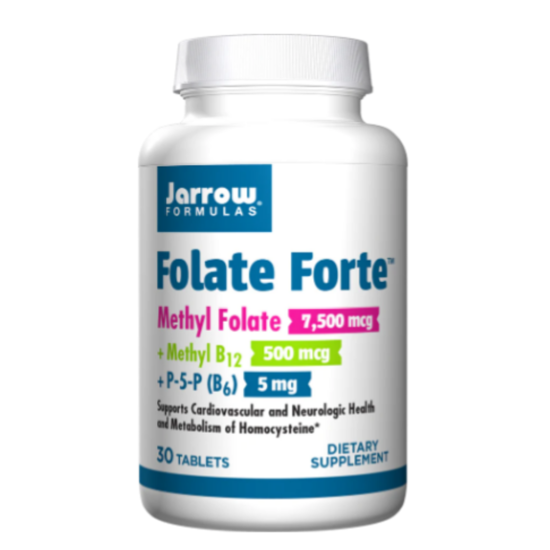 Folate Forte - Folat de metil + Metil B12 + P-5-P - Folat 30 comprimate