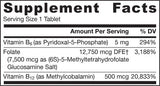 Folate Forte - Folat de metil + Metil B12 + P-5-P - Folat 30 comprimate