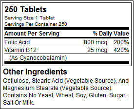 Acid folic 800 mcg - 250 comprimate