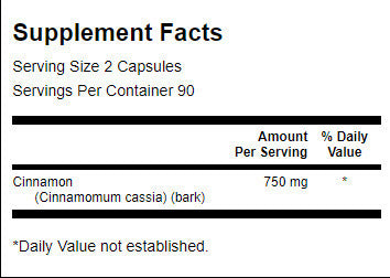 Scorțișoară cu spectru complet 375 mg - 180 capsule