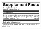 Scorțișoară cu spectru complet, schinduf și gymnema - 120 capsule