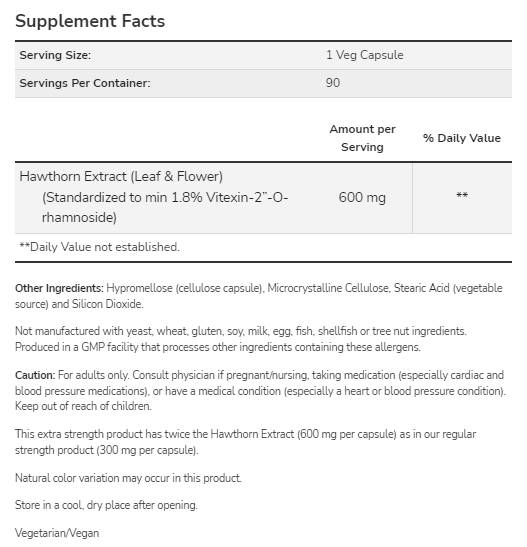 Extract de păducel 600 mg | Extra Putere - 90 capsule