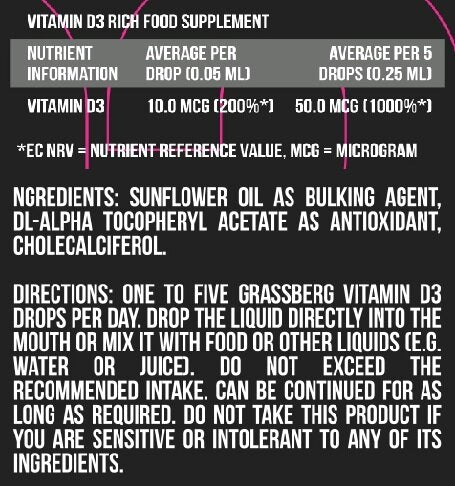 GRASSBERG Vitamina D3 Picaturi 400 UI 50 ml