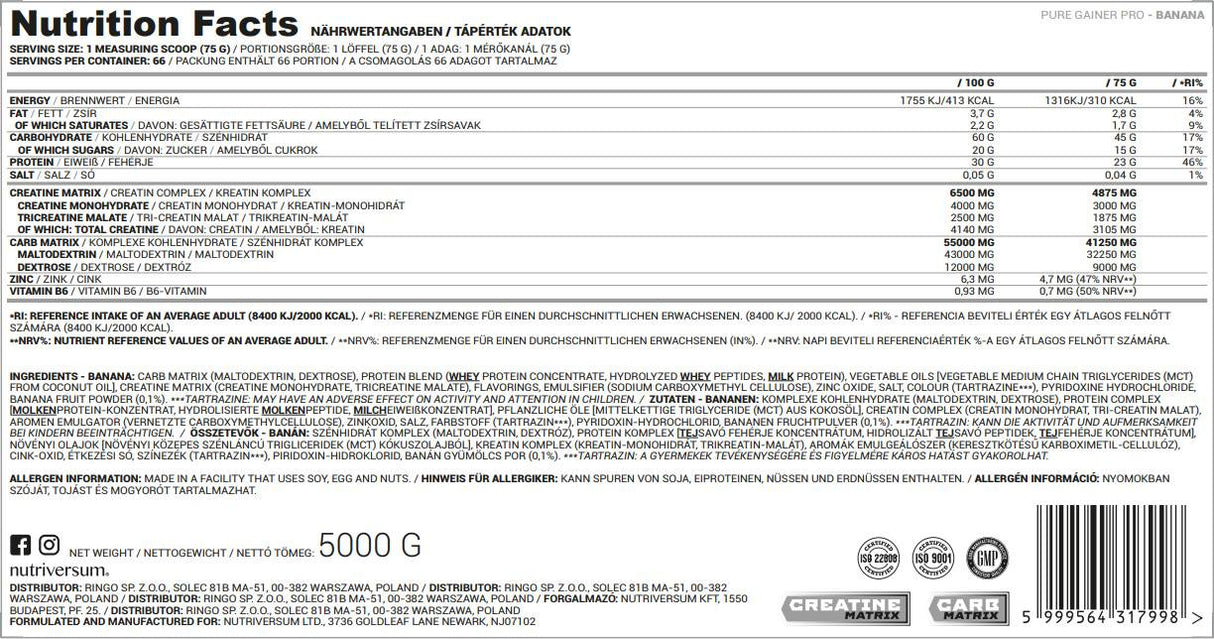 Gainer Pro Pure - 5000 de grame
