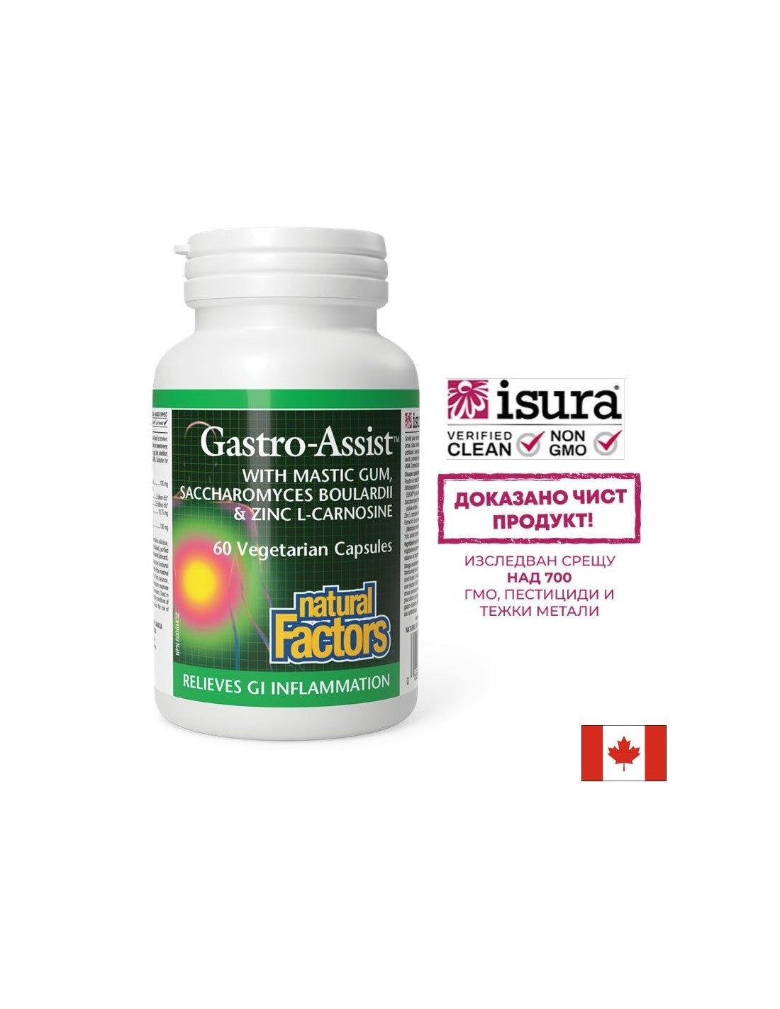 Mastic, zinc carnozină și mușețel pentru un stomac calm - Gastro Assist™, 60 capsule