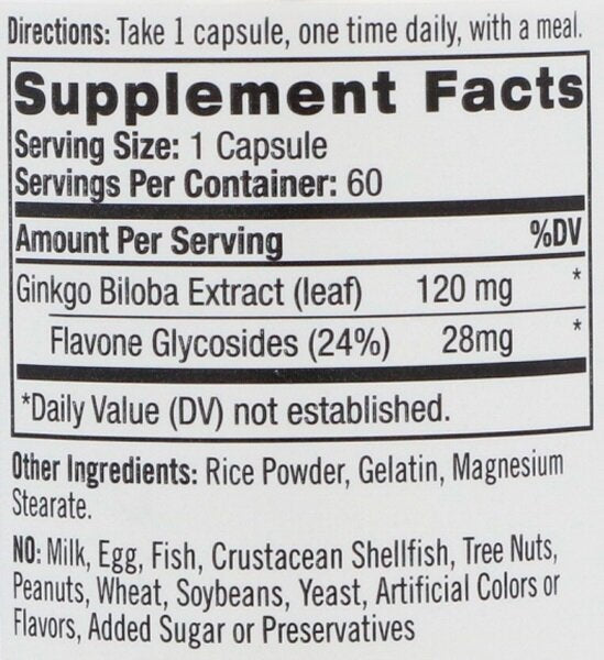 Ginkgo Biloba 120 mg. / 60 Caps.