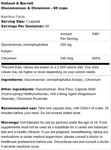 Glucomannan și crom - 60 capsule