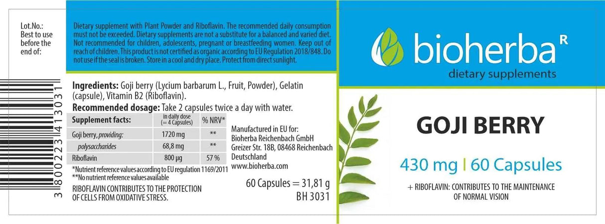 Goji Berry 430 mg - 60 capsule