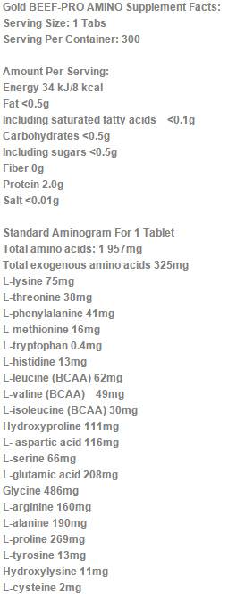 Gold Beef-Pro Amino Mega Tabs - 300 de tablete