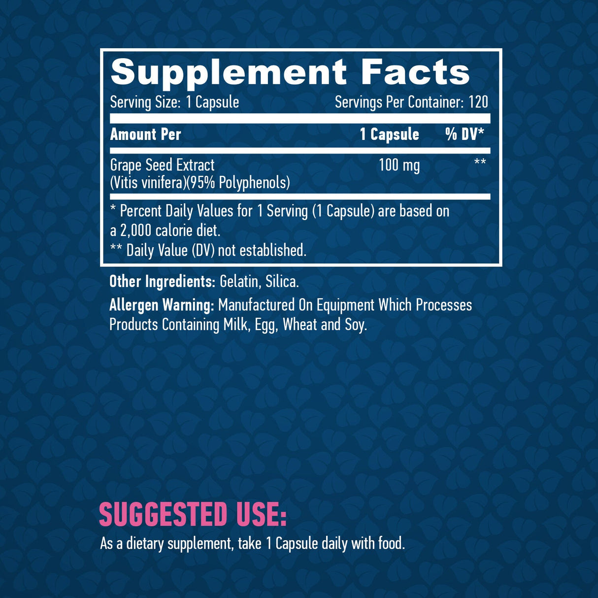 Extract de sâmburi de struguri 100 mg. / 120 capsule.