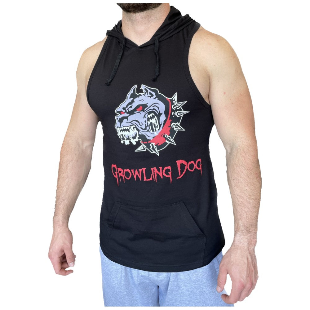 Tank Top Growling Dog cu hanoră - negru / Tank Top Growling Dog cu hanora - negru