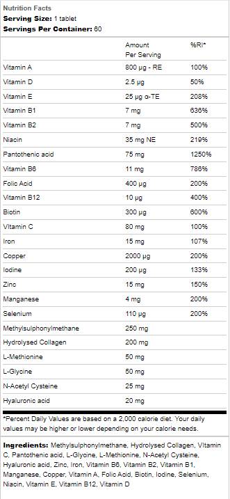Vitamine pentru păr | Cu Biotină, Zinc și Cupru 60 Tablete