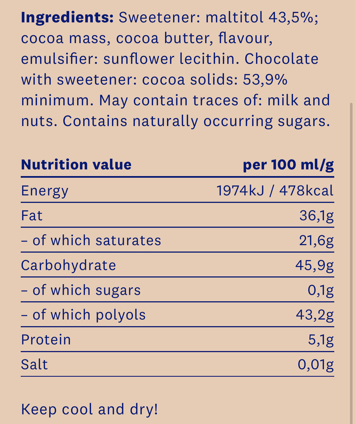 Ciocolata naturala neagra HealthyCo 100 grame - fara zahar adaugat si fara ulei de palmier