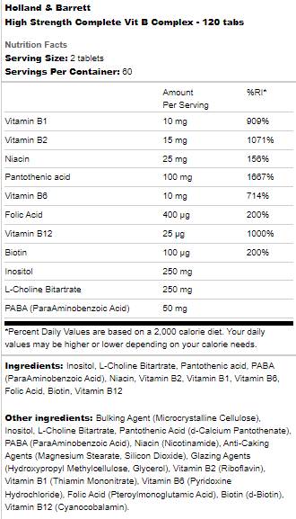 Înaltă rezistență | Complex Vit B complet - 120 tablete