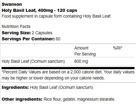 Holy Busuioc Leaf 400 mg 120 capsule