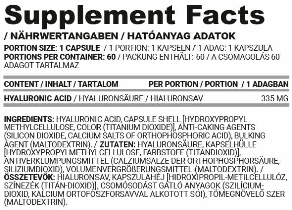 Capace de hialuron | Acid hialuronic 335 mg - 60 capsule