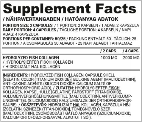 Colagen de pește hidrolizat 500 mg | Dedicat femeilor - 100 capsule