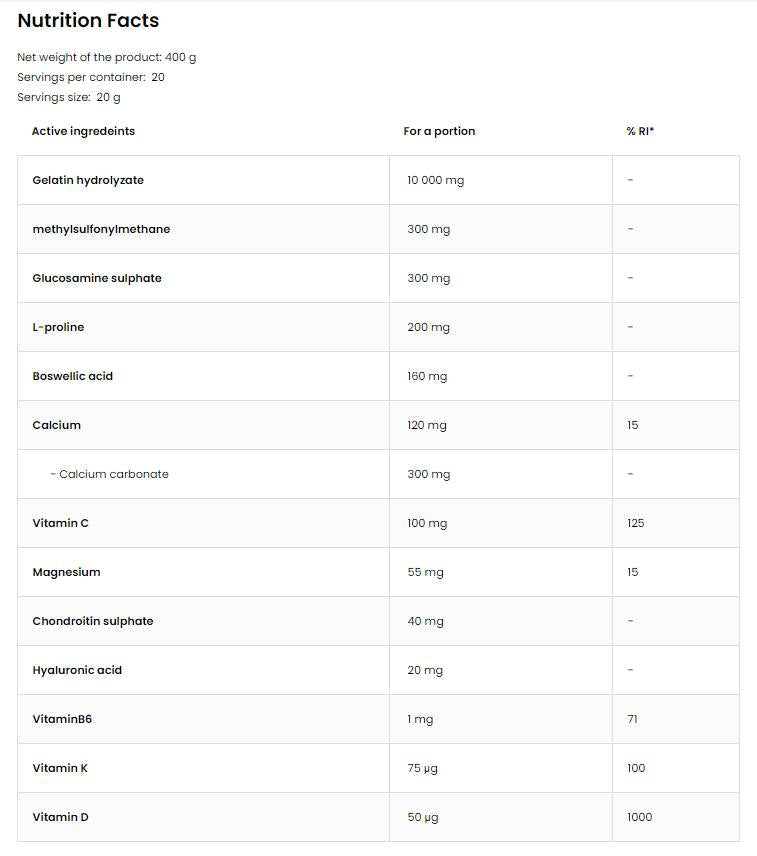 Flex Regen | Colagen + Glucozamina, Condroitina, MSM, Acid Hialuronic 400 grame