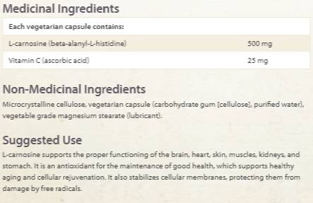 L-Carnosine/ L-Carnosine 500 mg x 60 capsule Natural Factors