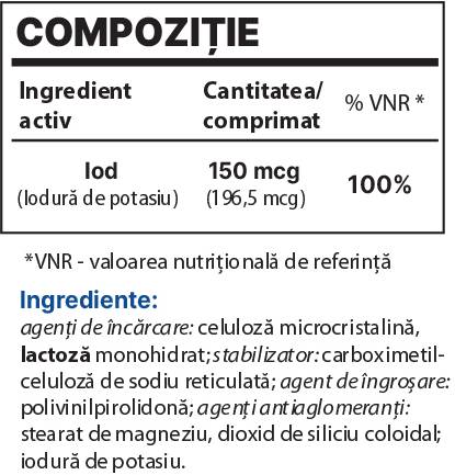 Iod BP 150 mcg - 100 comprimate