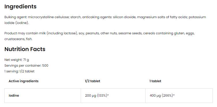 Iod 400 mcg | Iod de potasiu 250 tablete