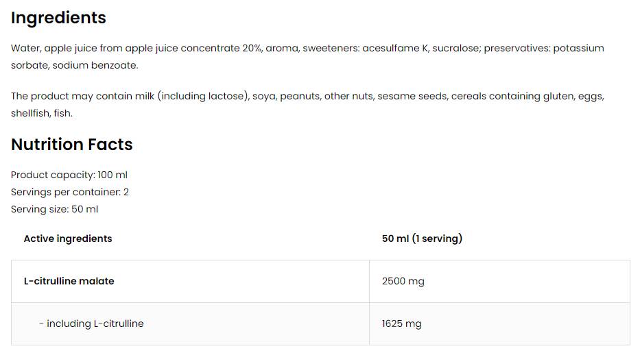 Citruline Shot | 5000 mg L-citrulină malat 100 ml