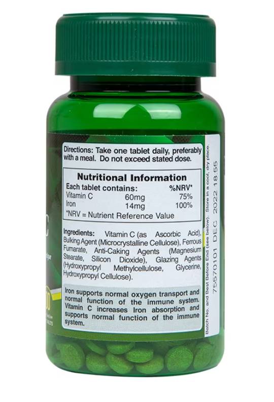 Fier 14 mg și vitamina C 60 mg - 100 tablete