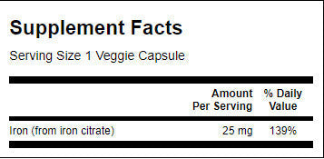 Citrat de fier 25 mg - 60 capsule