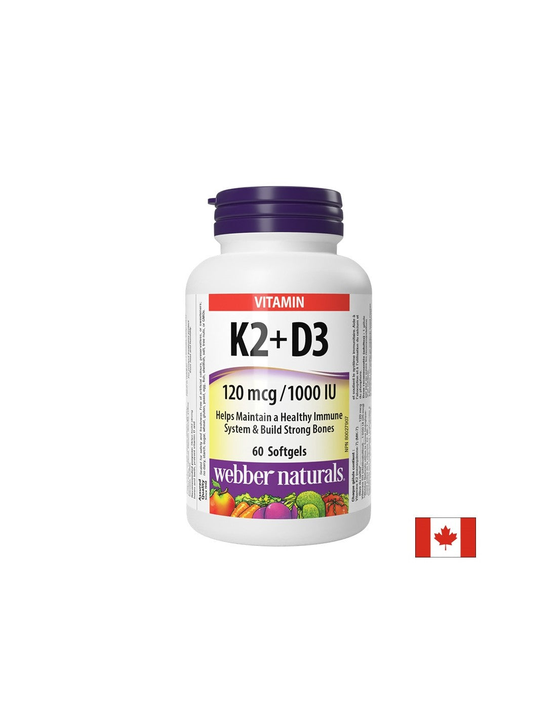 În sprijinul oaselor și dinților - Vitamina K2 120 µg + D3 1000 UI/ 25 µg, 60 capsule softgel/ 60 doze