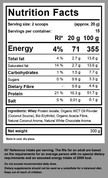 Keto Whey Isolat + MCT - 300 grame