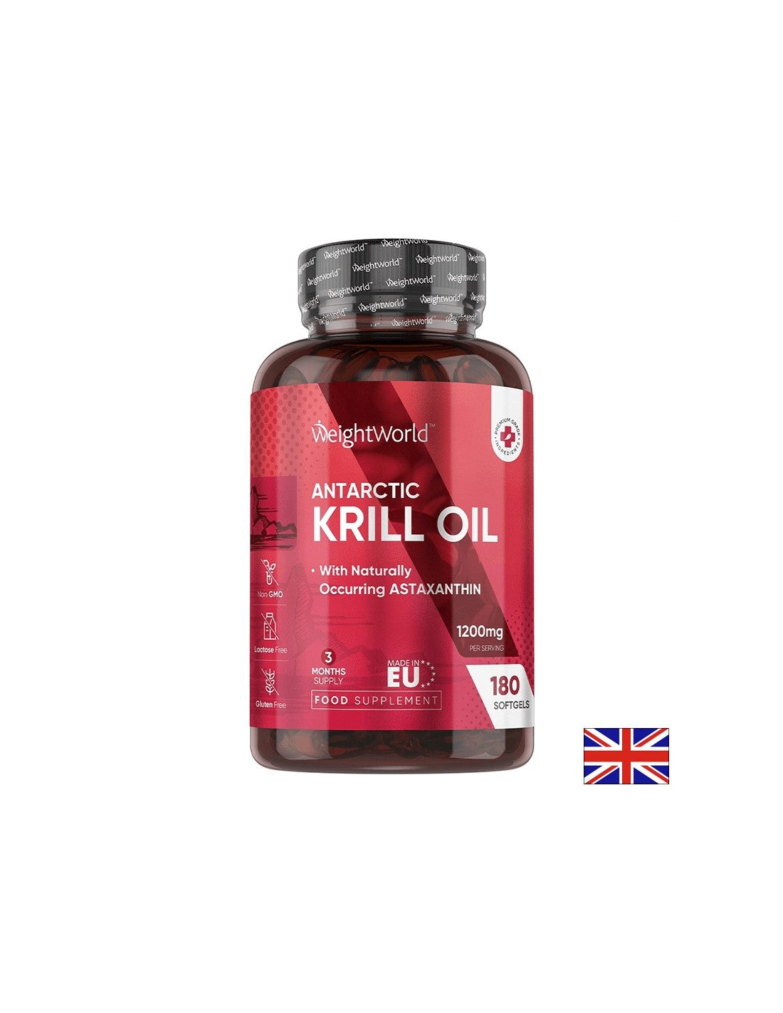 Îngrijirea inimii, creierului și vederii - Ulei de krill antarctic 600 mg, 180 capsule softgel - Ulei de krill