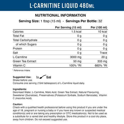 L-Carnitine Lichid 3000 Cu Ceai Verde - 480 ml