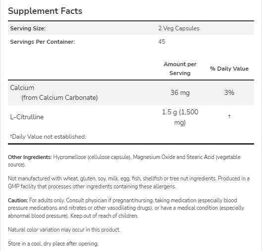 L-Citrulină 750 mg - 90 capsule