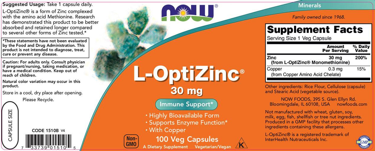 L-OptiZinc® 30 mg. / 100 Caps. - 0