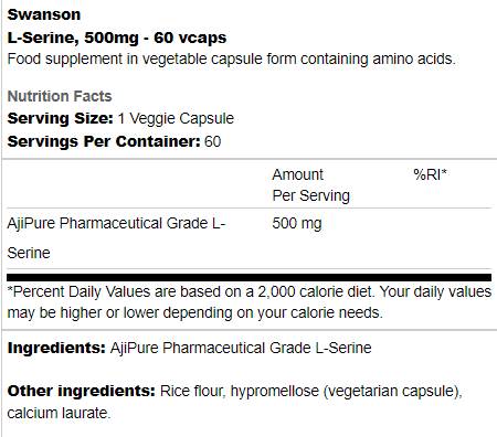 L-Serina 500 mg 60 capsule