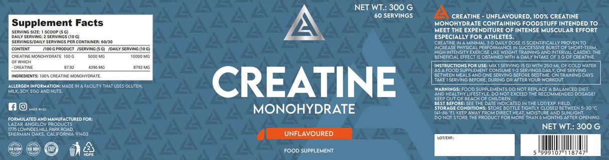 LA Creatine Monohidrat Pudră - 300 de grame
