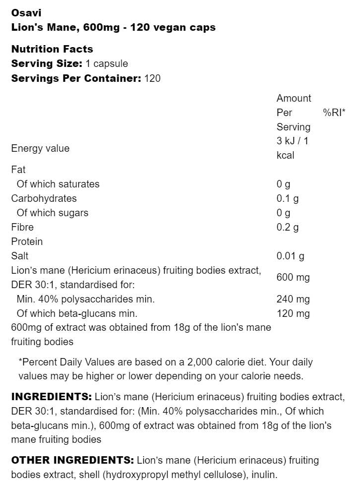 Lion's Mane 600 mg - 60 capsule
