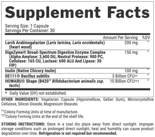 Lipo 6 Black Probiotic | Formula completa cu prebiotice + enzime digestive - 30 capsule