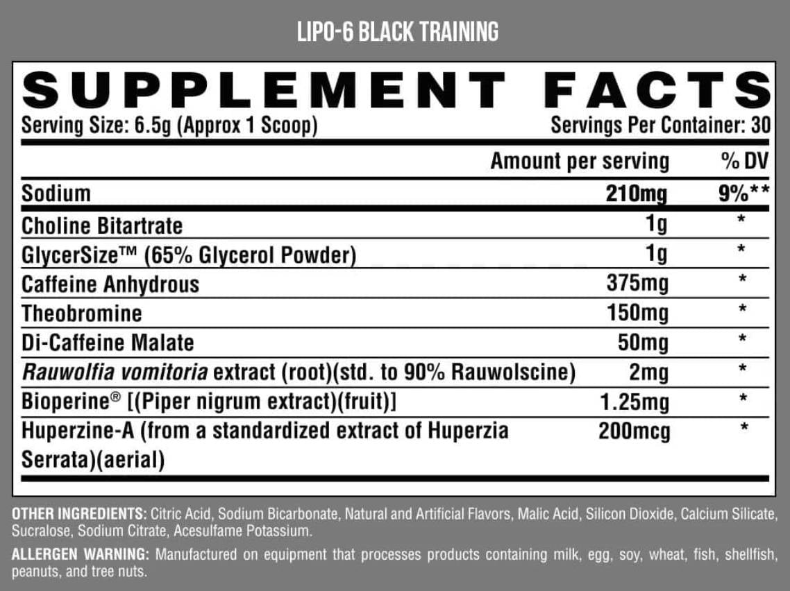 Lipo 6 Black Antrenament / Pre-antrenament - 264 grame