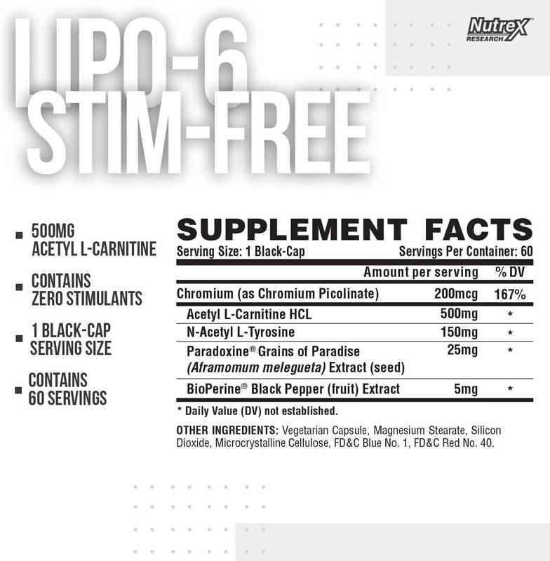 Lipo 6 Black Ultra Concentrat / Fără Stim - 60 capsule