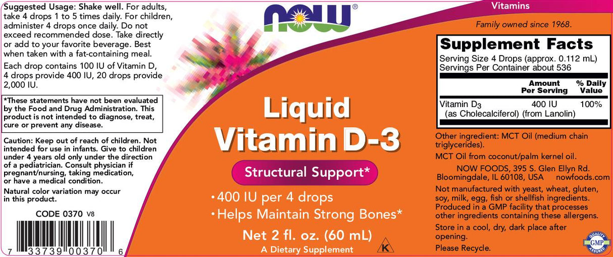 Vitamina D-3 lichidă / 100 UI per picătură - 60 ml