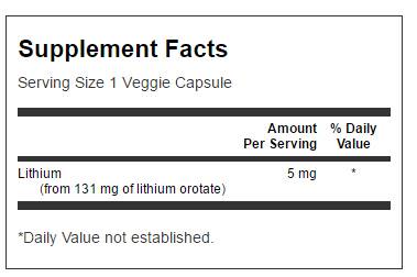 Orotat de litiu 5 mg 60 capsule