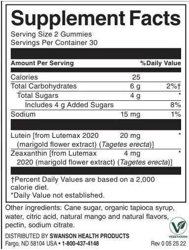 Gumii de luteină și zeaxantină | Mango - 60 de tablete masticabile