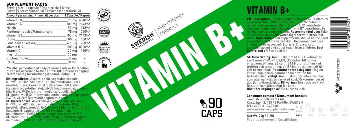 Complex de vitamina B+ - 90 capsule